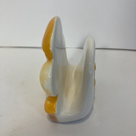 Vintage Retro 70s Mushroom Napkin Holder MCM Ceramic 4" Yellow White Kitchen - Picture 4 of 8